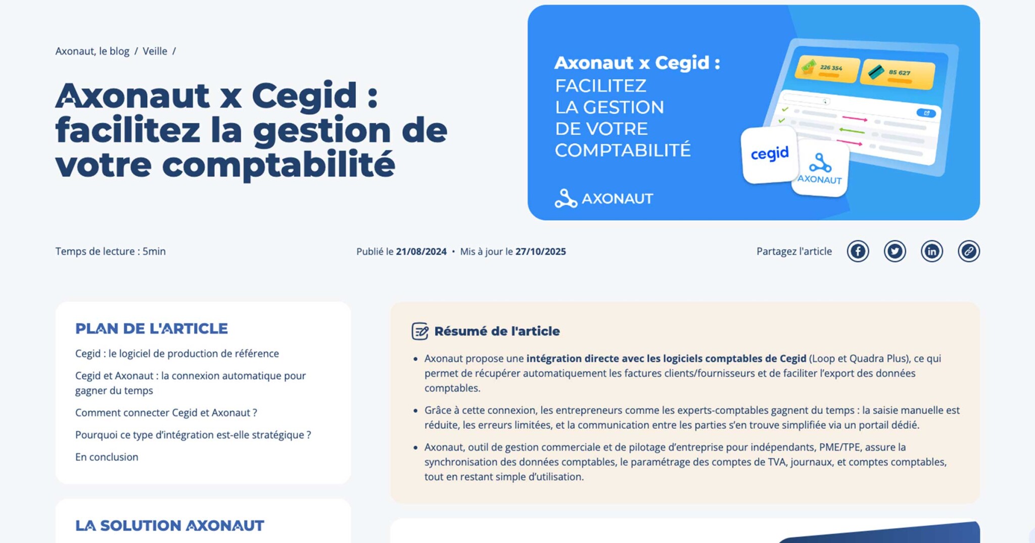 Collaboration 2 SaaS Axonaut et CEGID partenariat développement mutuel SaaS