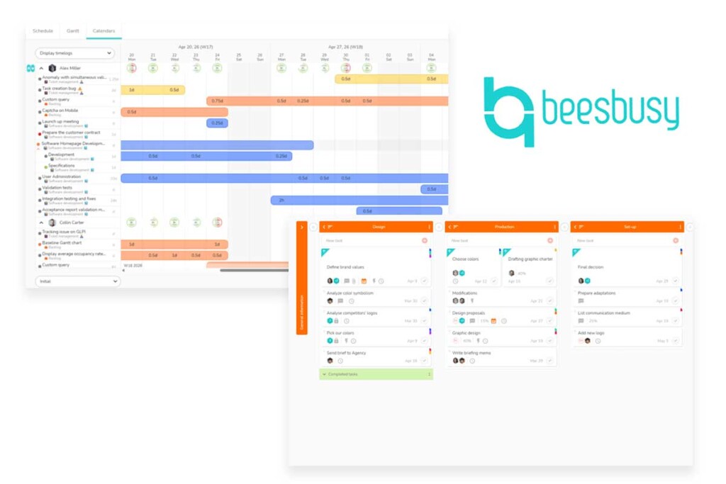 Captures d'écran de l'outil SaaS Beesbusy