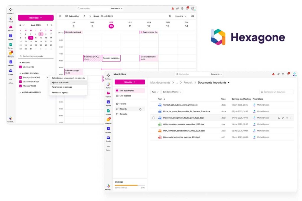 Captures d'écran du logiciel Hexagone France