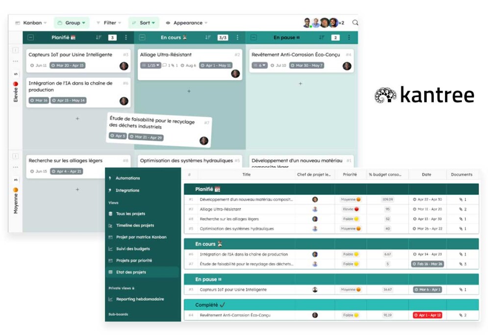 Captures du saas Kantree