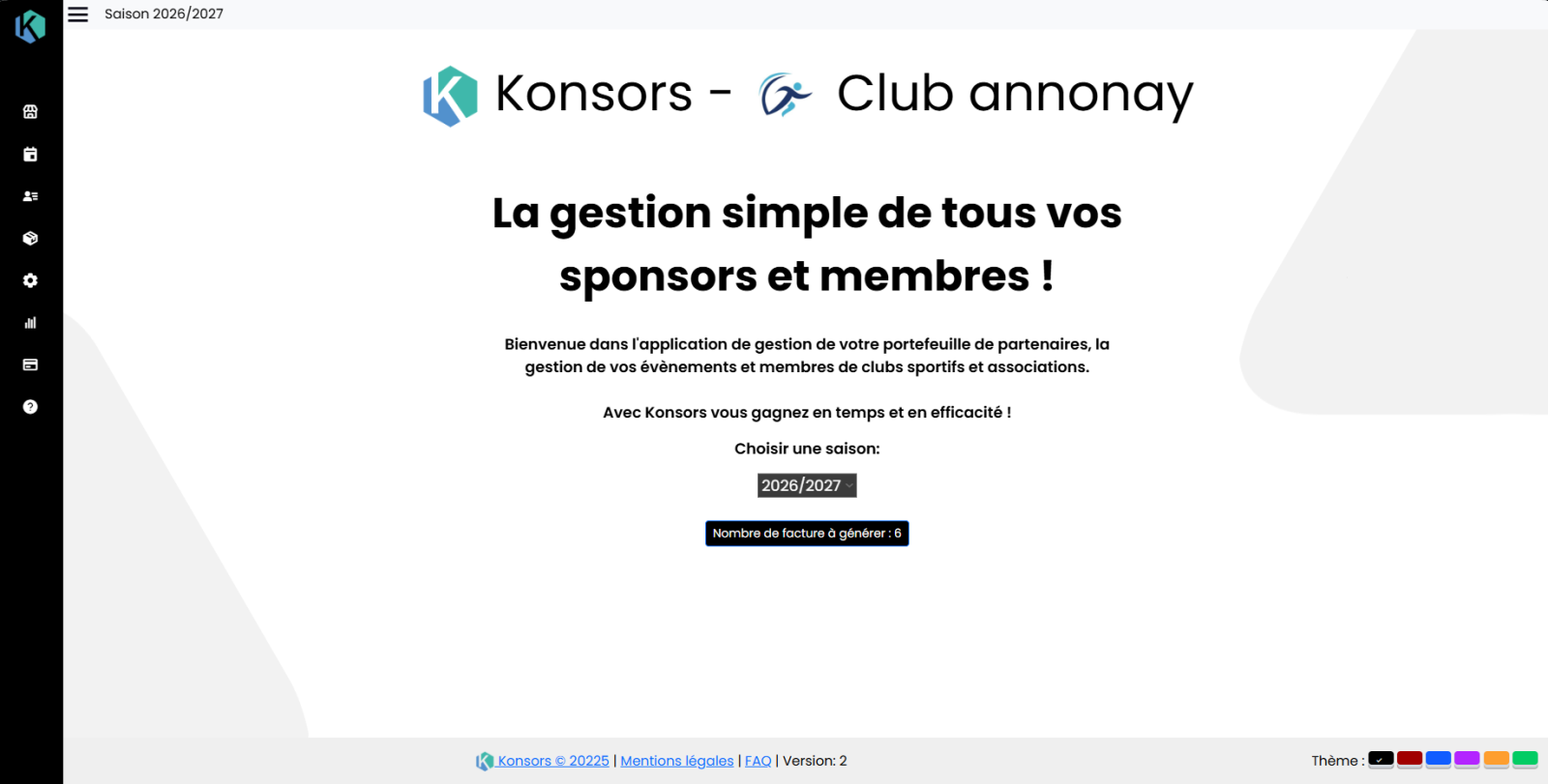 ecran logiciel club sportif konsors