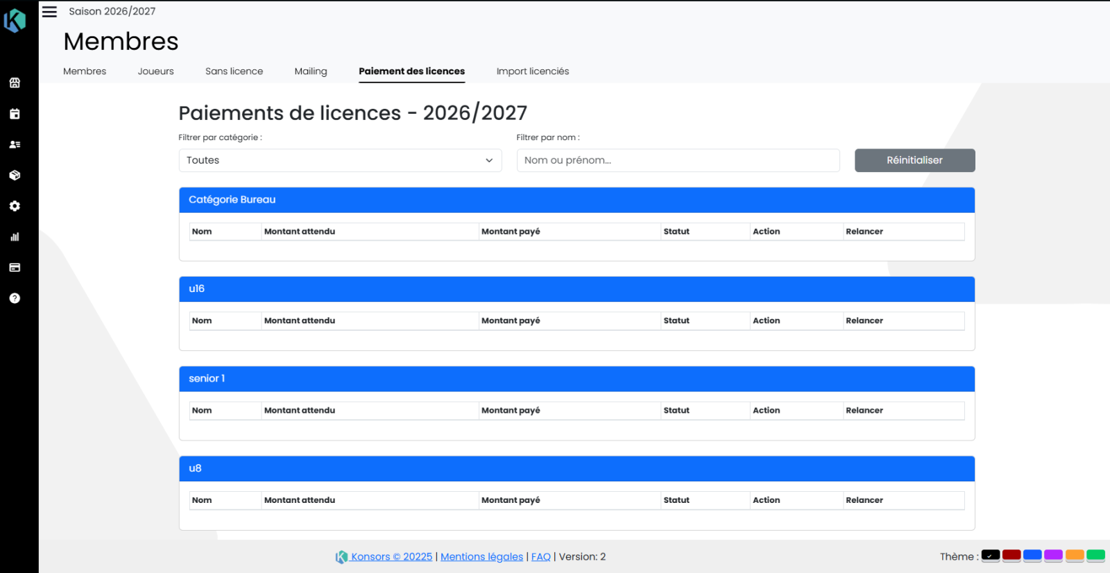 ecran logiciel club sportif konsors