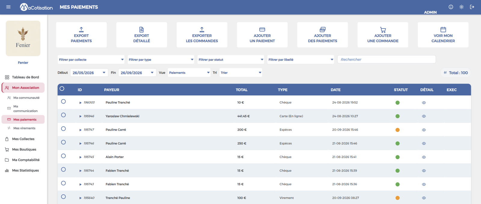 Gestion des paiements