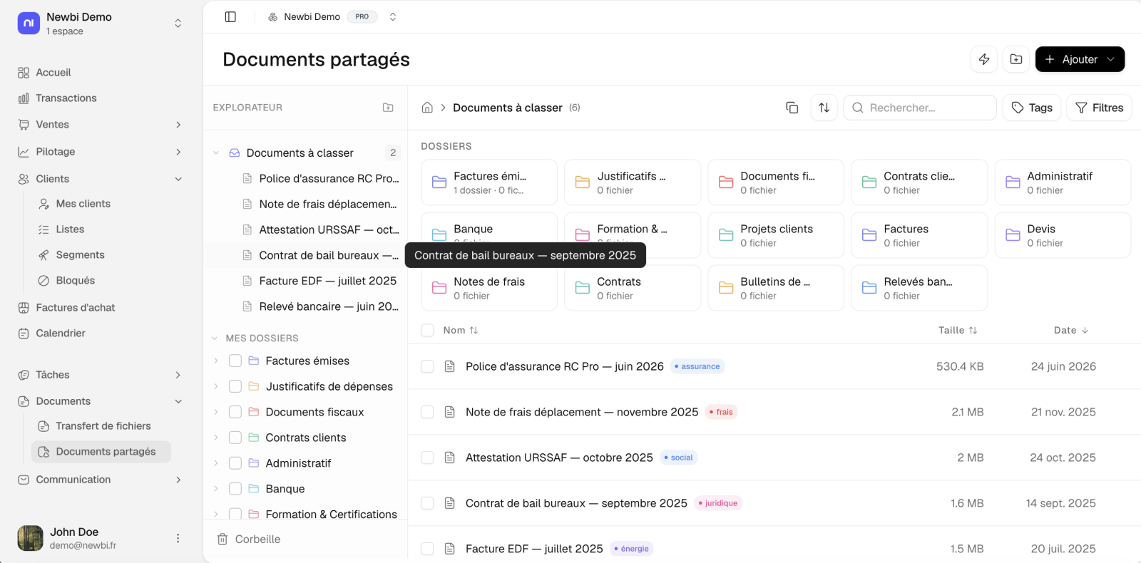 Vos documents auto-classé avec notre outil de document partagé