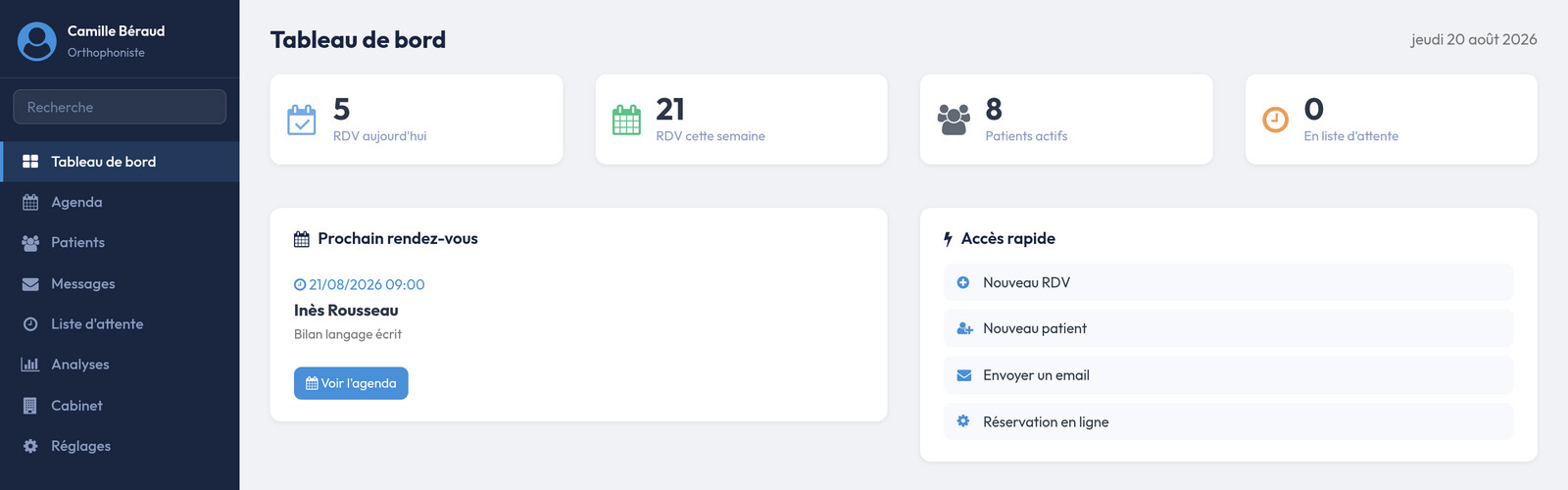 Dashboard général