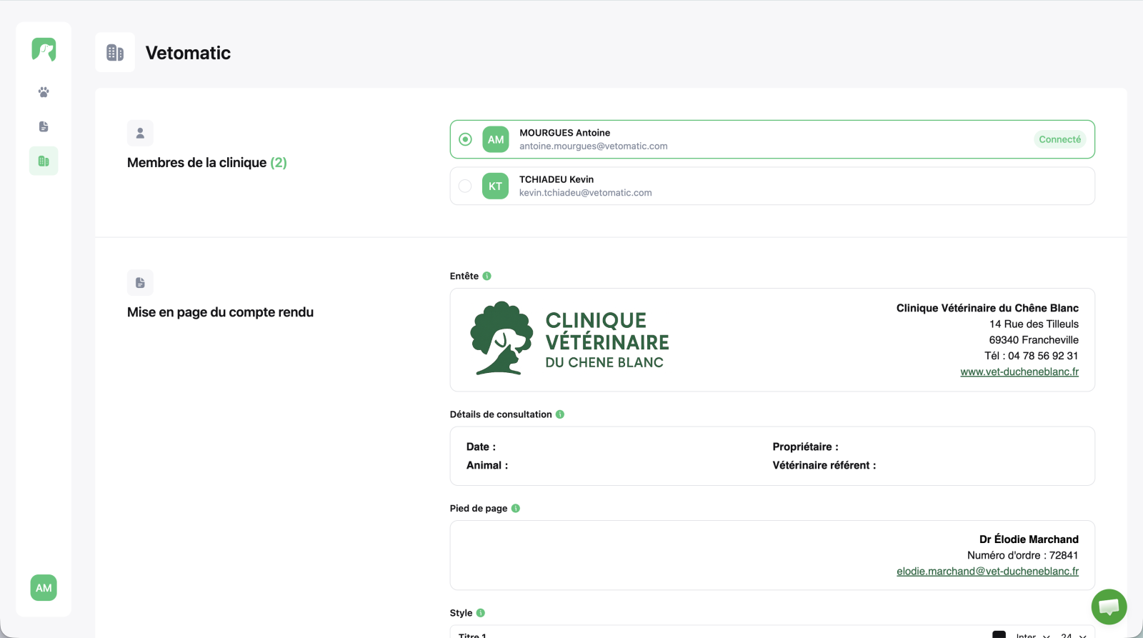 Page clinique